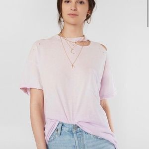 Free People Lucky Distressed Oversized Tee